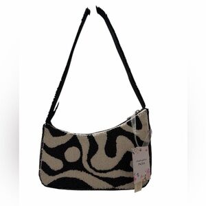 Handcrafted In India Elegant Black and Cream Beaded Shoulder Bag